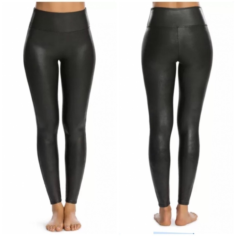 Spanx Faux Leather Leggings Womens XS High Rise Slimming Whimsigoth Grunge Rock